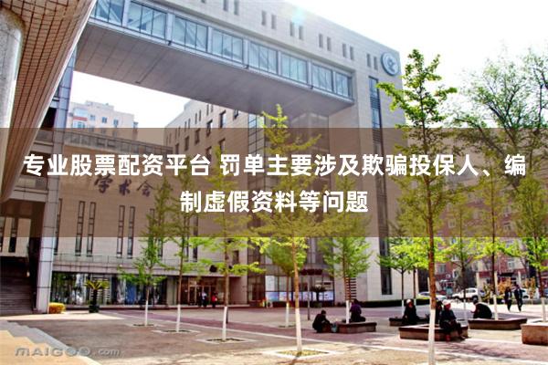 专业股票配资平台 罚单主要涉及欺骗投保人、编制虚假资料等问题
