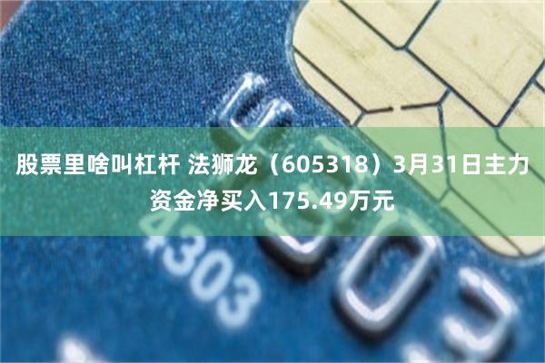 股票里啥叫杠杆 法狮龙（605318）3月31日主力资金净买入175.49万元