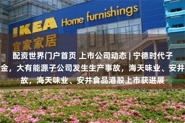 配资世界门户首页 上市公司动态 | 宁德时代子公司参投产业投资基金，大有能源子公司发生生产事故，海天味业、安井食品港股上市获进展