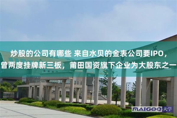 炒股的公司有哪些 来自水贝的金表公司要IPO，曾两度挂牌新三板，莆田国资旗下企业为大股东之一