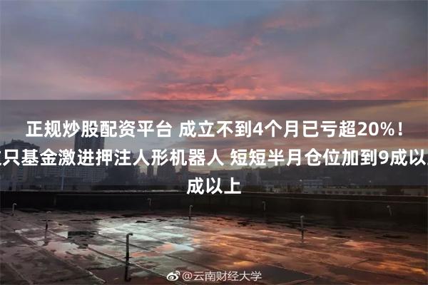 正规炒股配资平台 成立不到4个月已亏超20%！这只基金激进押注人形机器人 短短半月仓位加到9成以上