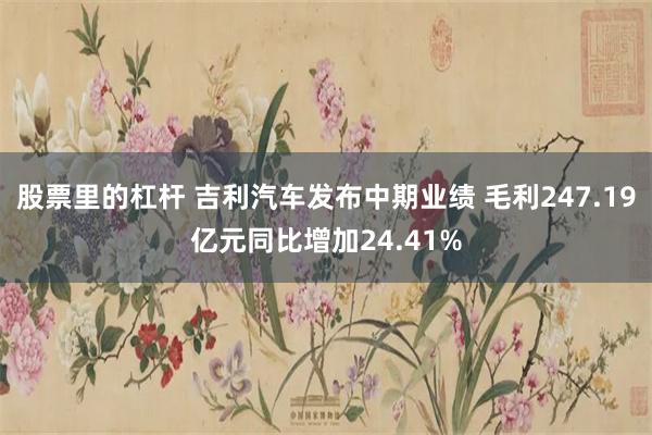 股票里的杠杆 吉利汽车发布中期业绩 毛利247.19亿元同比增加24.41%
